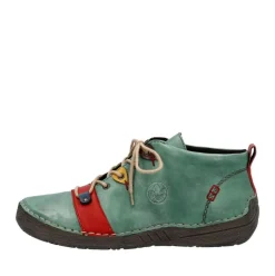 Rieker Antistress Damen Schnürschuh mehrfarbige Ösen grün S23  52507-52