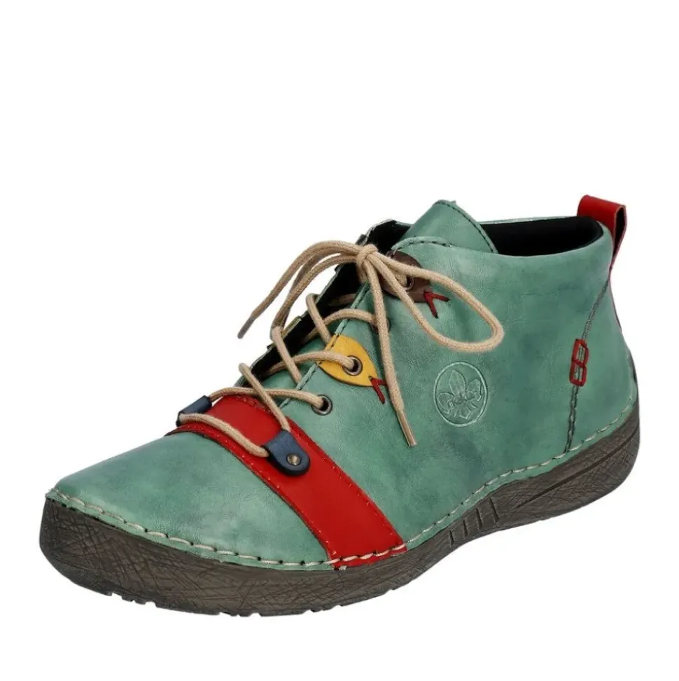 Rieker Antistress Damen Schnürschuh mehrfarbige Ösen grün S23 52507-52