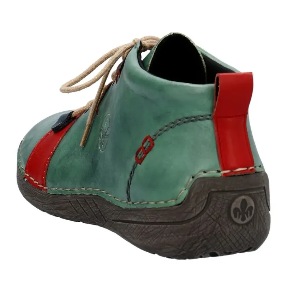 Rieker Antistress Damen Schnürschuh mehrfarbige Ösen grün S23 52507-52