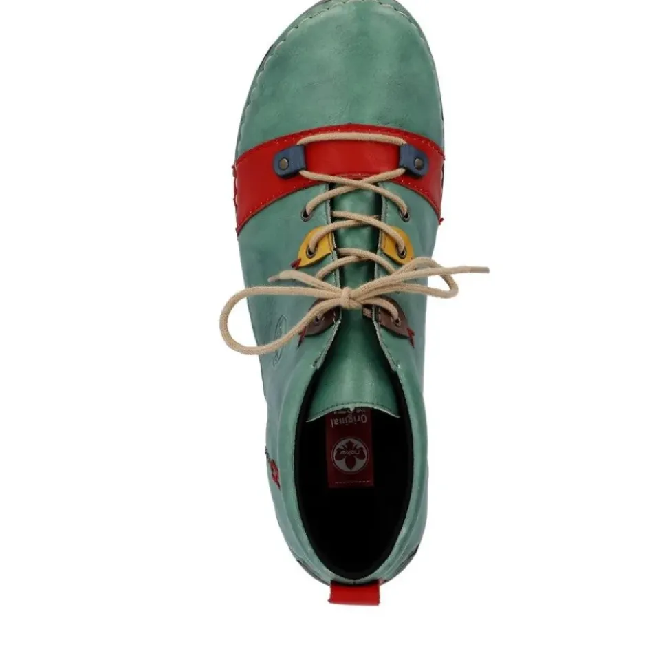 Rieker Antistress Damen Schnürschuh mehrfarbige Ösen grün S23 52507-52