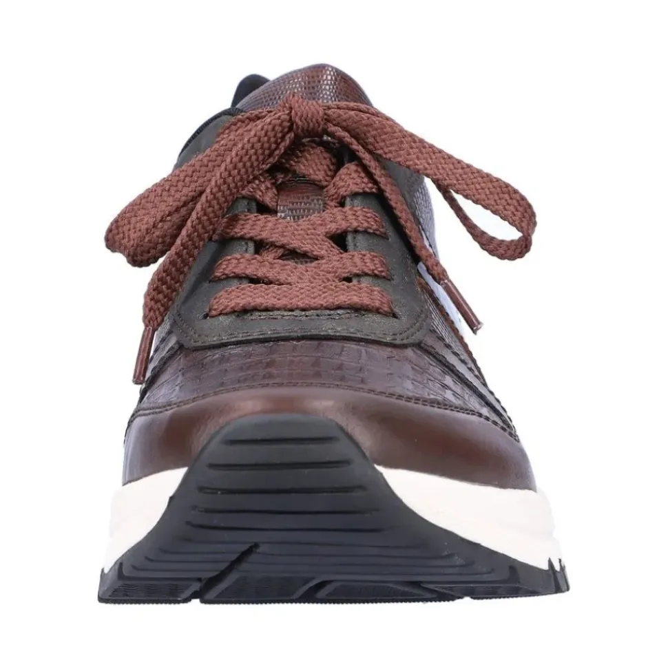 Rieker Antistress Damen Schnürhalbschuh Sneaker Keilsohle Wechselfußbett braun S22 M6602-25