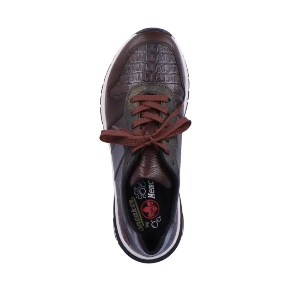 Rieker Antistress Damen Schnürhalbschuh Sneaker Keilsohle Wechselfußbett braun S22 M6602-25