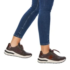 Rieker Antistress Damen Schnürhalbschuh Sneaker Keilsohle Wechselfußbett braun S22 M6602-25