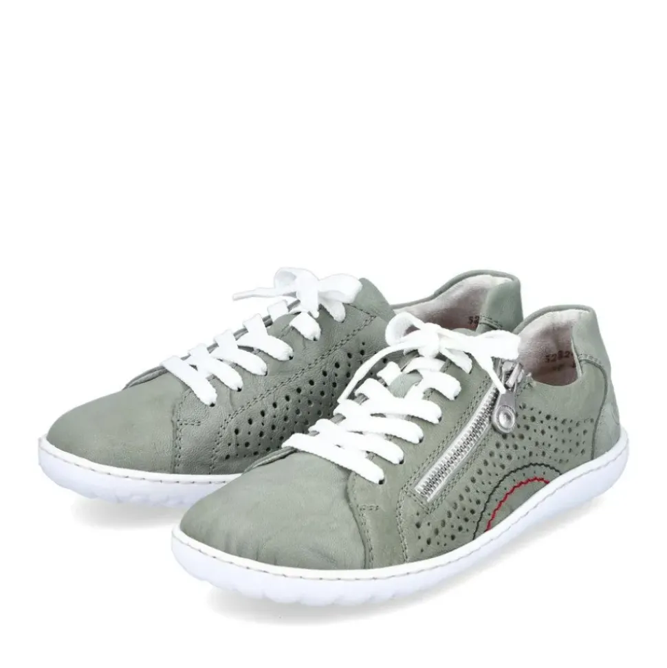 Rieker Antistress Damen Schnürschuh Sneaker Leder Lochmuster Reißverschluss grün S13 52824-52
