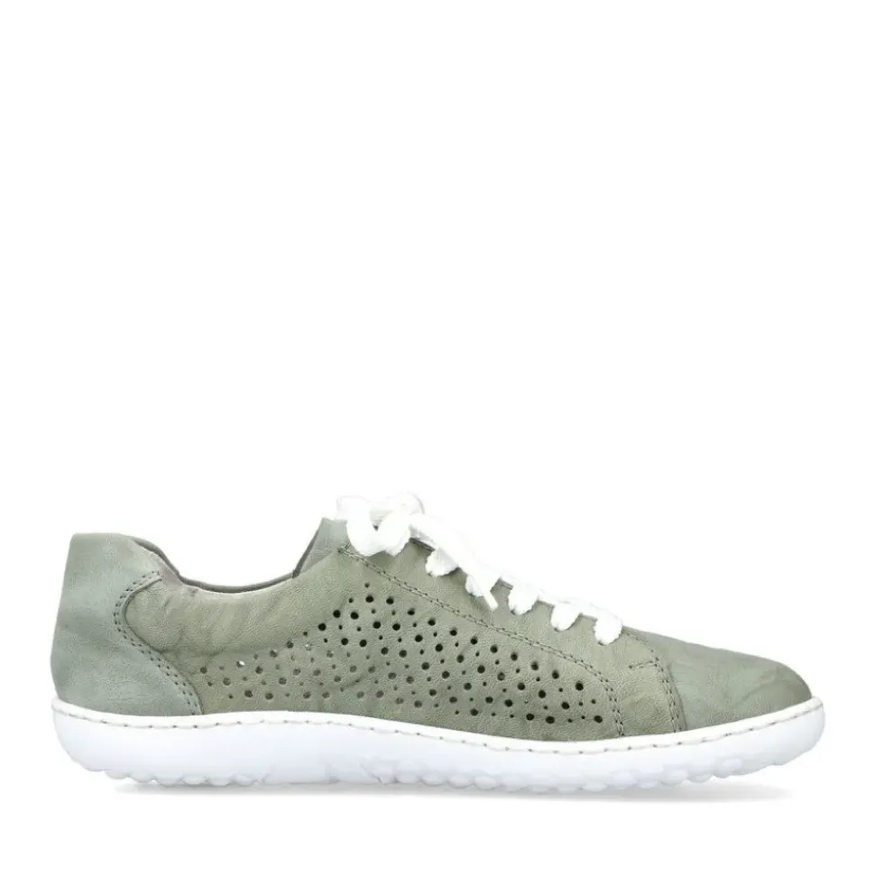 Rieker Antistress Damen Schnürschuh Sneaker Leder Lochmuster Reißverschluss grün S13 52824-52