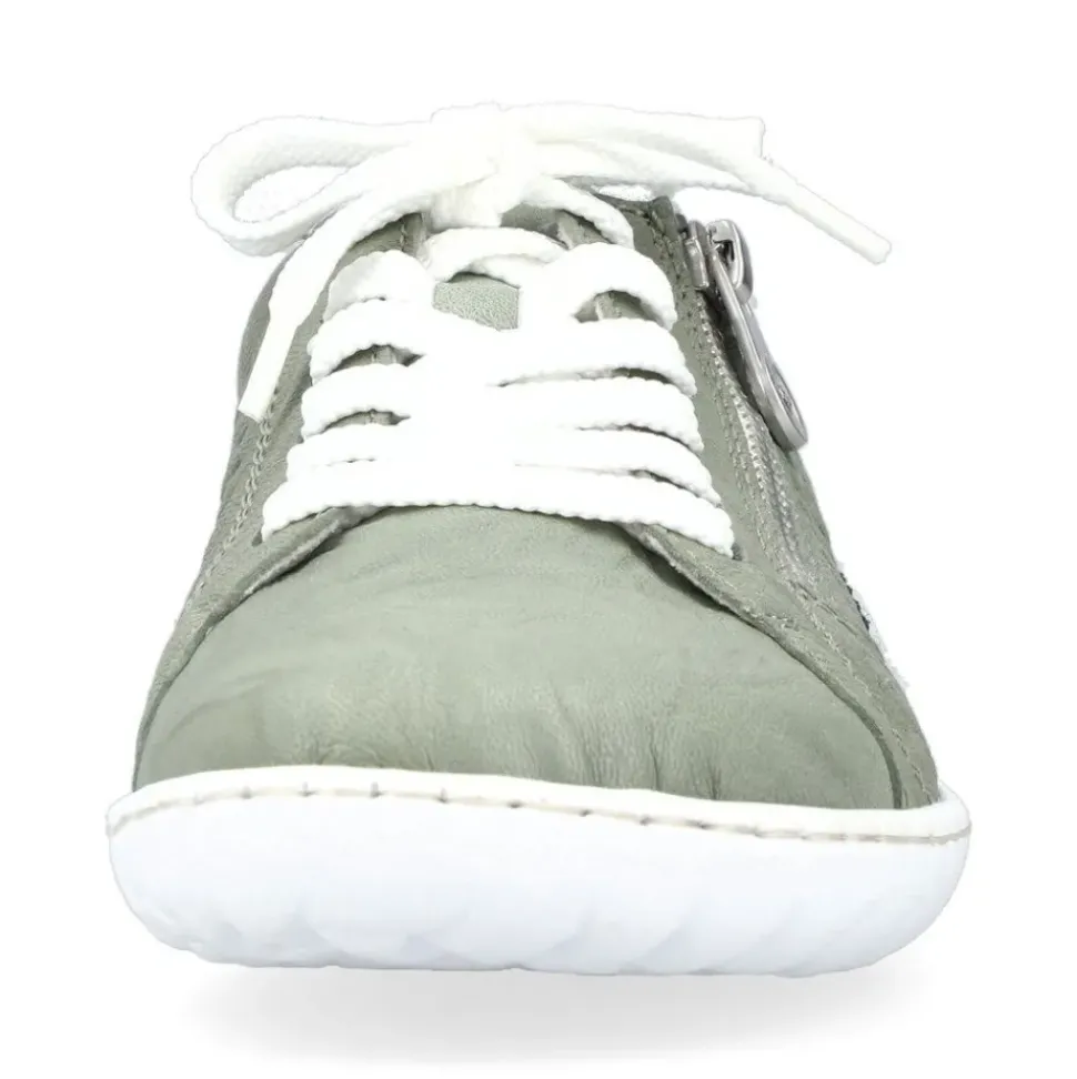 Rieker Antistress Damen Schnürschuh Sneaker Leder Lochmuster Reißverschluss grün S13 52824-52
