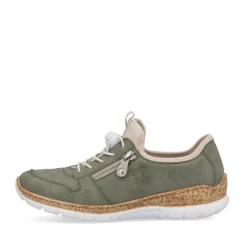 Rieker Antistress Damen Slipper Memosoft Decksohle Schnellschnürung grün S13 N42G0-52
