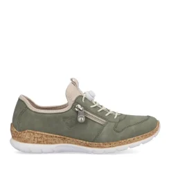 Rieker Antistress Damen Slipper Memosoft Decksohle Schnellschnürung grün S13 N42G0-52