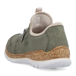 Rieker Antistress Damen Slipper Memosoft Decksohle Schnellschnürung grün S13 N42G0-52