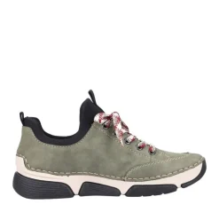 Rieker Antistress Damen Slipper Sneaker Schlupfschaft Zierreißverschluss Wechselfußbett grün S22 45973-54