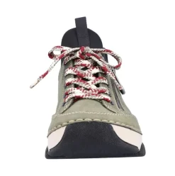 Rieker Antistress Damen Slipper Sneaker Schlupfschaft Zierreißverschluss Wechselfußbett grün S22 45973-54