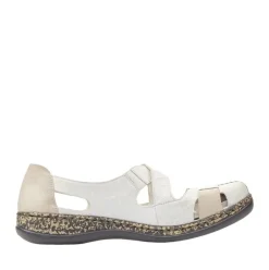 Rieker Antistress Damen Slipper Riemchenschuh Sandale Leder Klettverschluss weiß S12 46367-80