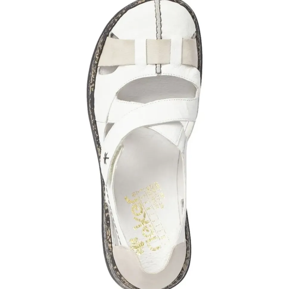 Rieker Antistress Damen Slipper Riemchenschuh Sandale Leder Klettverschluss weiß S12 46367-80