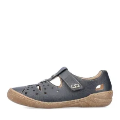 Rieker Antistress Damen Slipper Lochmuster Leder Klettverschluss blau S13 54555-14