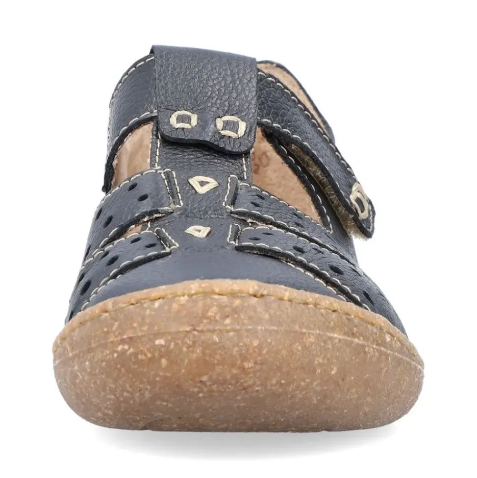 Rieker Antistress Damen Slipper Lochmuster Leder Klettverschluss blau S13 54555-14