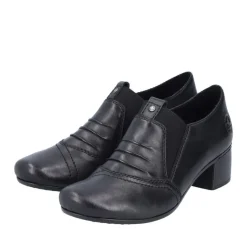 Rieker Antistress Damen Slipper Trotteur Leder Blockabsatz schwarz S23 41657-00