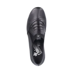 Rieker Antistress Damen Slipper Trotteur Leder Blockabsatz schwarz S23 41657-00