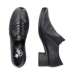 Rieker Antistress Damen Slipper Trotteur Leder Blockabsatz schwarz S23 41657-00