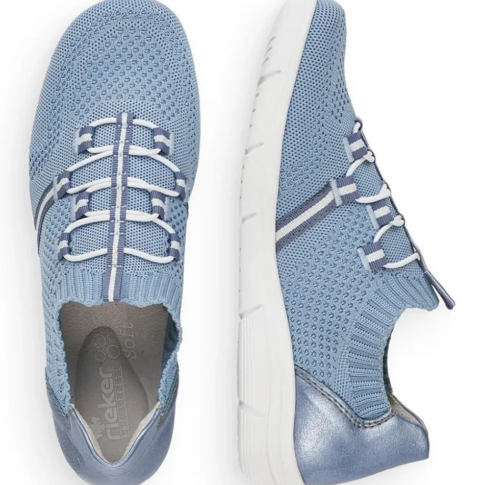 Rieker Antistress Damen Slipper Schlupfschuh sportlich Wechselfußbett blau S13 L7462-12