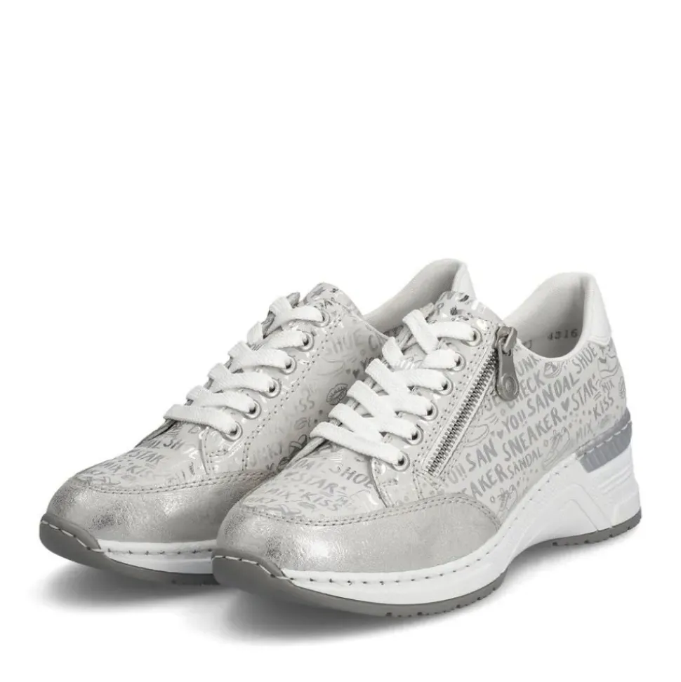 Rieker Antistress Damen Sneaker Keilabsatz Wechselfußbett grau S14 N4316-90