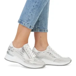 Rieker Antistress Damen Sneaker Keilabsatz Wechselfußbett grau S14 N4316-90