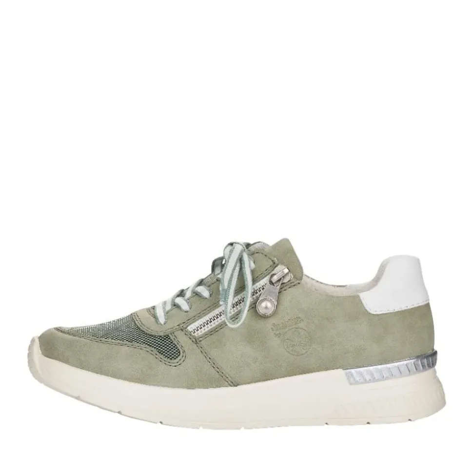 Rieker Antistress Damen Sneaker Reißverschluss Wechselfußbett grün S12 N4730-52