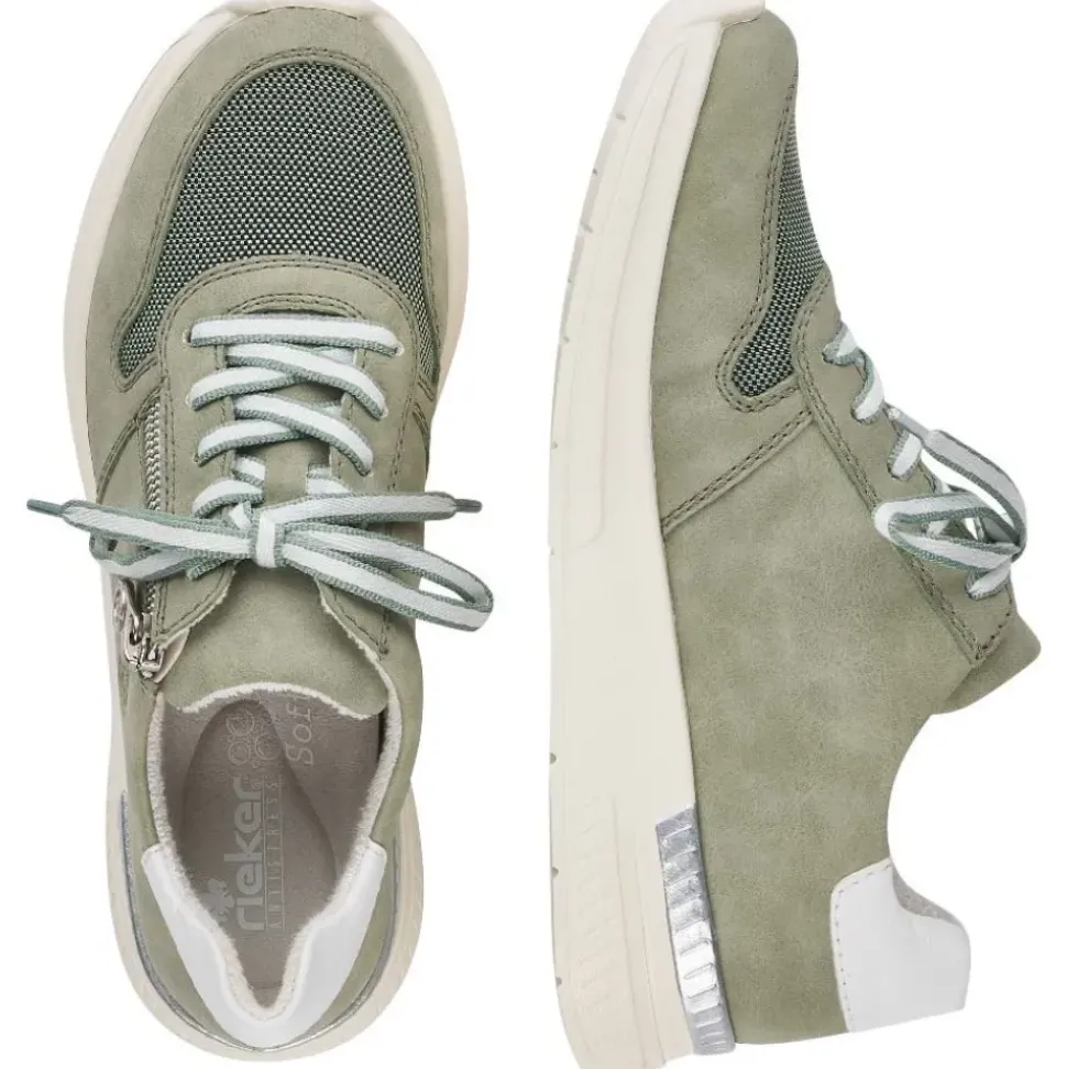 Rieker Antistress Damen Sneaker Reißverschluss Wechselfußbett grün S12 N4730-52