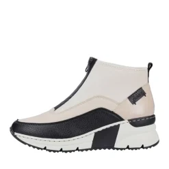 Rieker Antistress Damen Stiefelette sportlich Keilabsatz Neopren- Schaft Reißverschluss beige S22 N6352-60