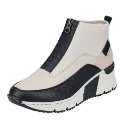 Rieker Antistress Damen Stiefelette sportlich Keilabsatz Neopren- Schaft Reißverschluss beige S22 N6352-60