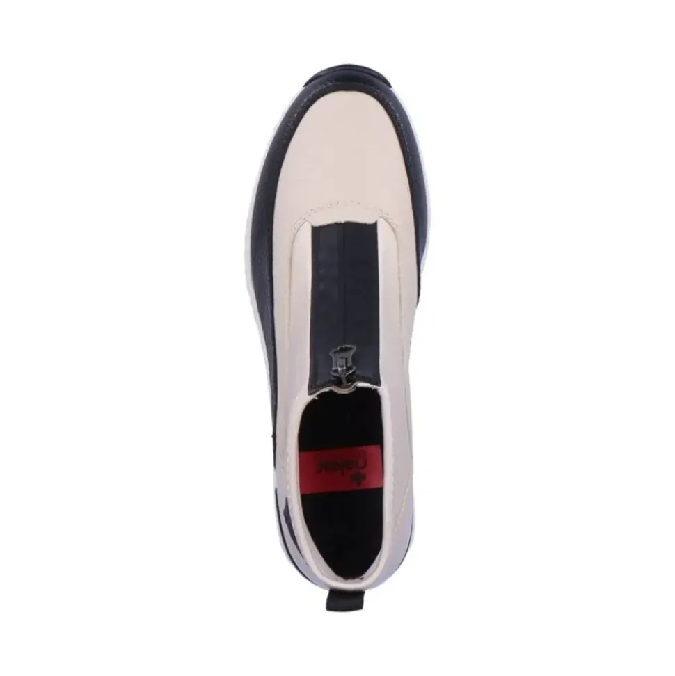 Rieker Antistress Damen Stiefelette sportlich Keilabsatz Neopren- Schaft Reißverschluss beige S22 N6352-60