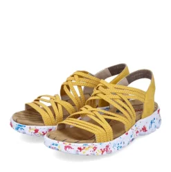 Rieker Antistress Damen Trekkingsandale ultraleicht  Gummibänder gelb S13 67898-68