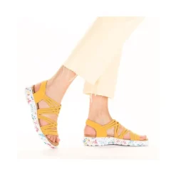 Rieker Antistress Damen Trekkingsandale ultraleicht  Gummibänder gelb S13 67898-68