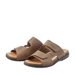 Rieker Antistress Herren Pantolette Klettverschluss Leder braun S12  25592-25