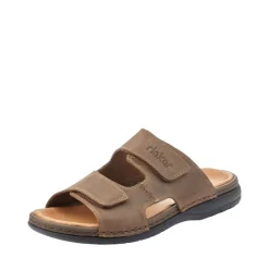 Rieker Antistress Herren Pantolette Klettverschluss Leder braun S12  25592-25