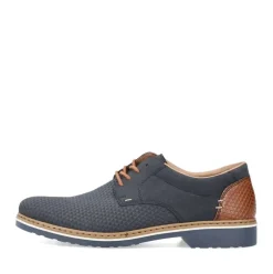 Rieker Antistress Herren Schnürschuh Extraweite grafisches Muster blau S13  16504-16