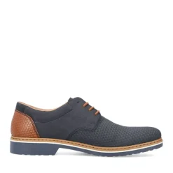 Rieker Antistress Herren Schnürschuh Extraweite grafisches Muster blau S13  16504-16
