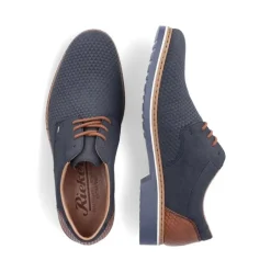 Rieker Antistress Herren Schnürschuh Extraweite grafisches Muster blau S13  16504-16