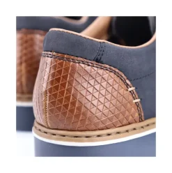 Rieker Antistress Herren Schnürschuh Extraweite grafisches Muster blau S13  16504-16