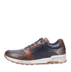 Rieker Antistress Herren Schnürhalbschuh Sneaker Leder Reißverschluss blau S22 15163-14