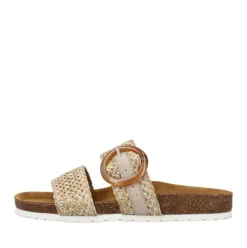 Rieker Antistress Pantolette Bastoptik Zierschnalle beige S12   V8091-60