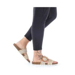 Rieker Antistress Pantolette Bastoptik Zierschnalle beige S12   V8091-60
