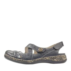 Rieker Antistress Slipper Sling Sandale Leder Klettverschluss blau S12 46377-14