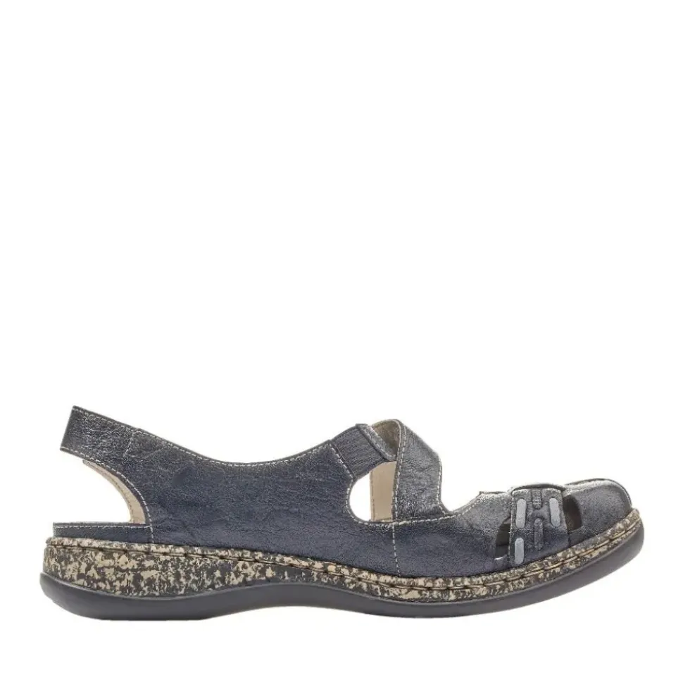 Rieker Antistress Slipper Sling Sandale Leder Klettverschluss blau S12 46377-14
