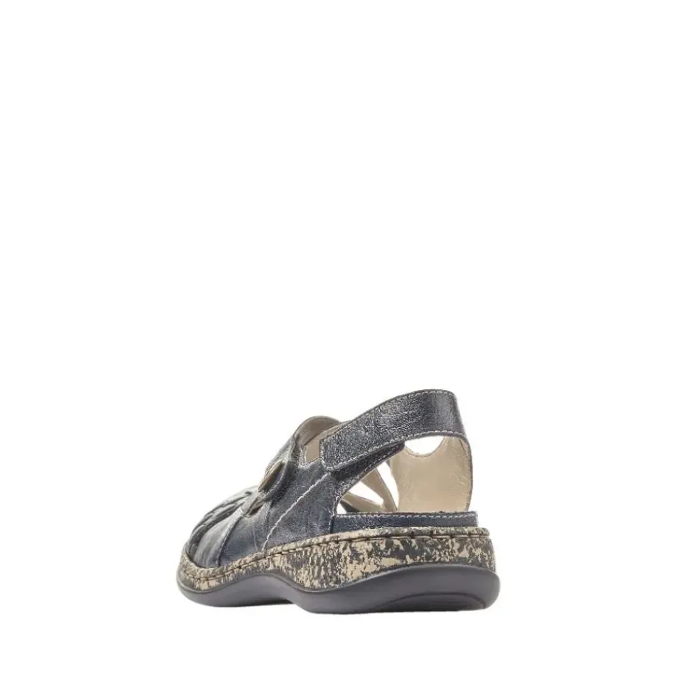 Rieker Antistress Slipper Sling Sandale Leder Klettverschluss blau S12 46377-14