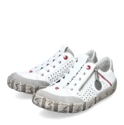 Rieker Antistress sportlicher Damen Slipper Reißverschluss Leder Lochmuster weiß S13 L0355-80
