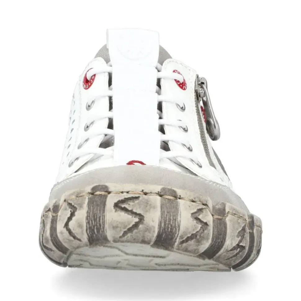 Rieker Antistress sportlicher Damen Slipper Reißverschluss Leder Lochmuster weiß S13 L0355-80
