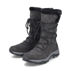 Rieker Damen Biker- Boots Schnürboots TEX- Membran Warmfutter Zierkordel blau S23 Z9124-12