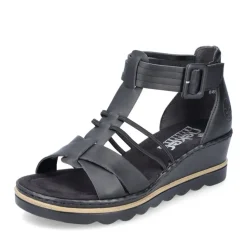 Rieker Damen Keilsandaletten asphaltschwarz S13 67480-01
