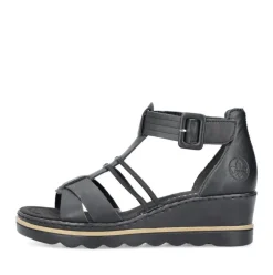 Rieker Damen Keilsandaletten asphaltschwarz S13 67480-01