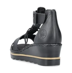 Rieker Damen Keilsandaletten asphaltschwarz S13 67480-01